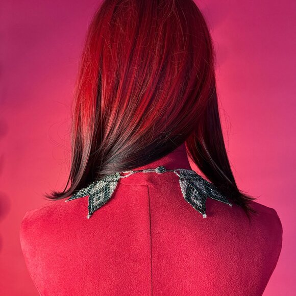 Vintage Hand-Beaded Statement Collar – 1990s Artisanal Style - Picture 7 of 12